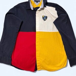 Vintage Y2K Tommy Hilfiger Color Block Button-Up Shirt Jacket